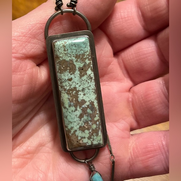 Artisan made Sterling Silver Statement necklace featuring Turquoise & Amazonite